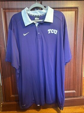 Nike Purple Polo with White Collar - TCU Logo